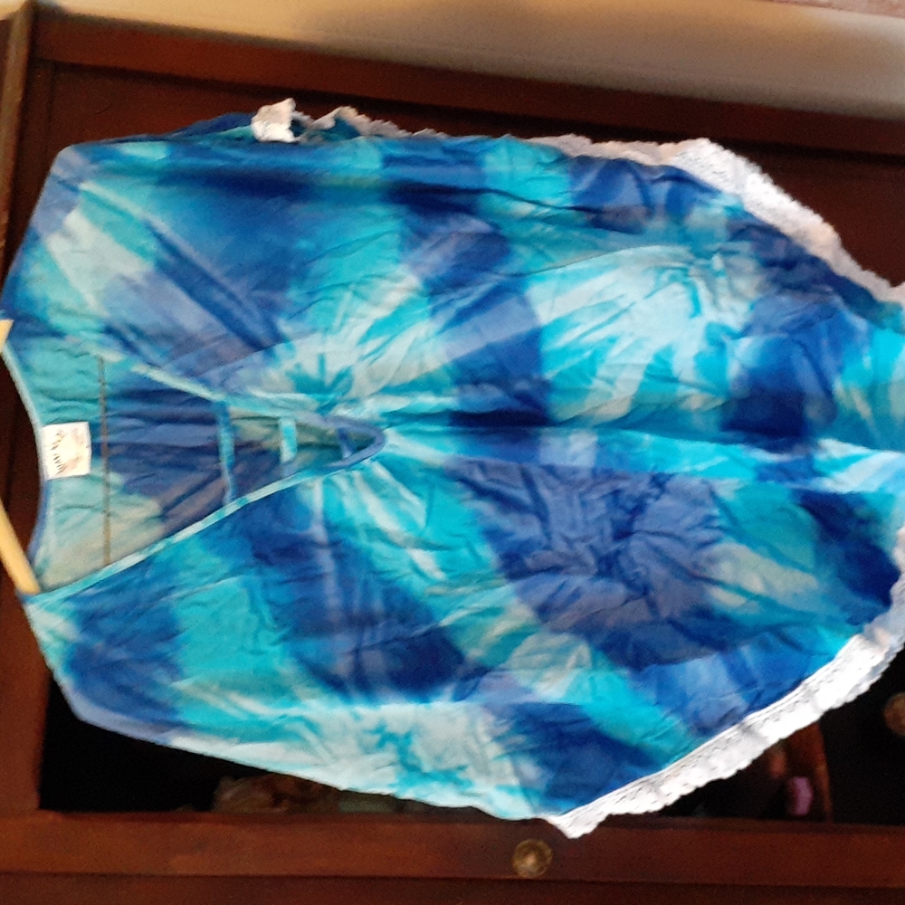 Sumi Ware blue tye-dye beach cover up sz small